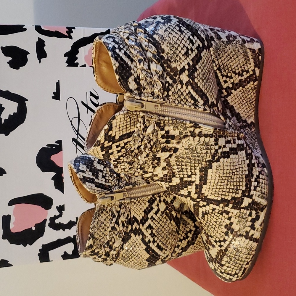 Wedge Heel Snake Print Bootie - image 1